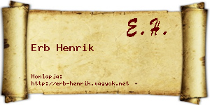 Erb Henrik névjegykártya